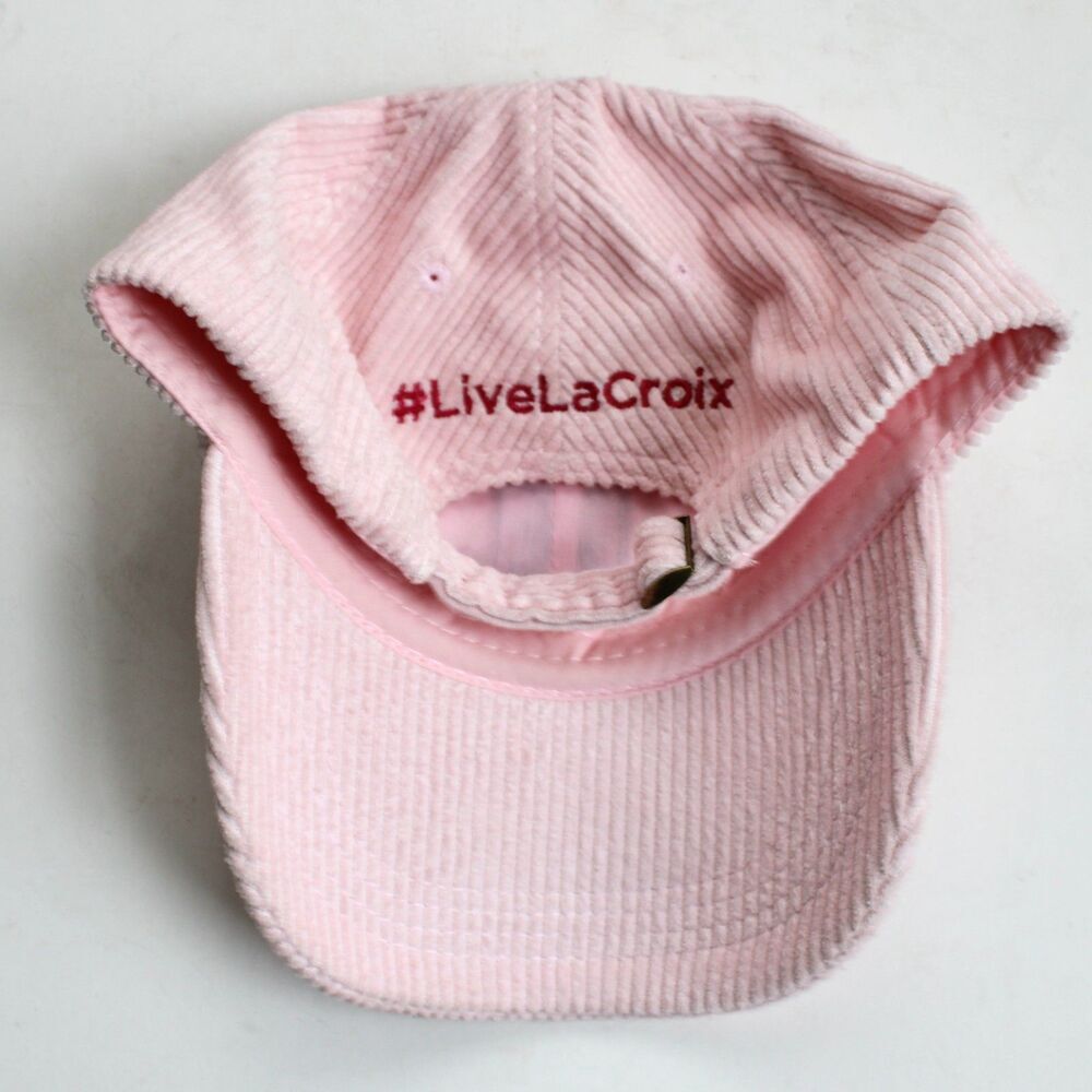 LaCroix Pink Corduroy Cherry Blossom Adjustable Baseball Dad Hat One Size - Picture 2 of 4